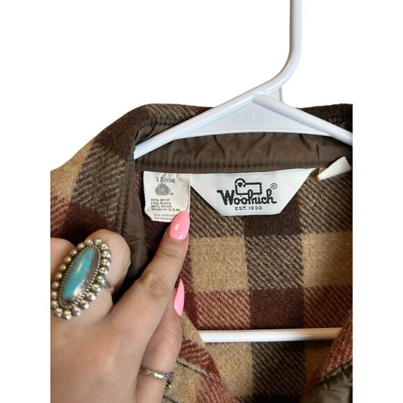 Vintage Woolrich Men’s Wool 70s Plaid Rust Shacket Size Medium - Picture 2 of 4